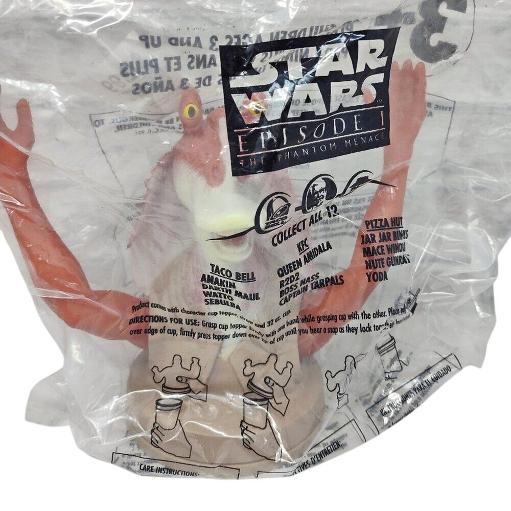 STAR WARS Episode 1 KFC-TACO BELL-PIZZA HUT Jar Jar Binks Cup Topper - 1999